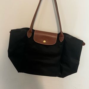 Black Longchamp Le Pliage Large Nylon Shoulder Tote